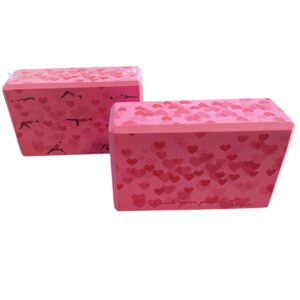 YOGA BLOCK,1 PCS,Guide pattern on the surface, EVA Foam Soft Non-Slip Surface for Yoga, Pilates, Meditation. (Pink-Set of 2)