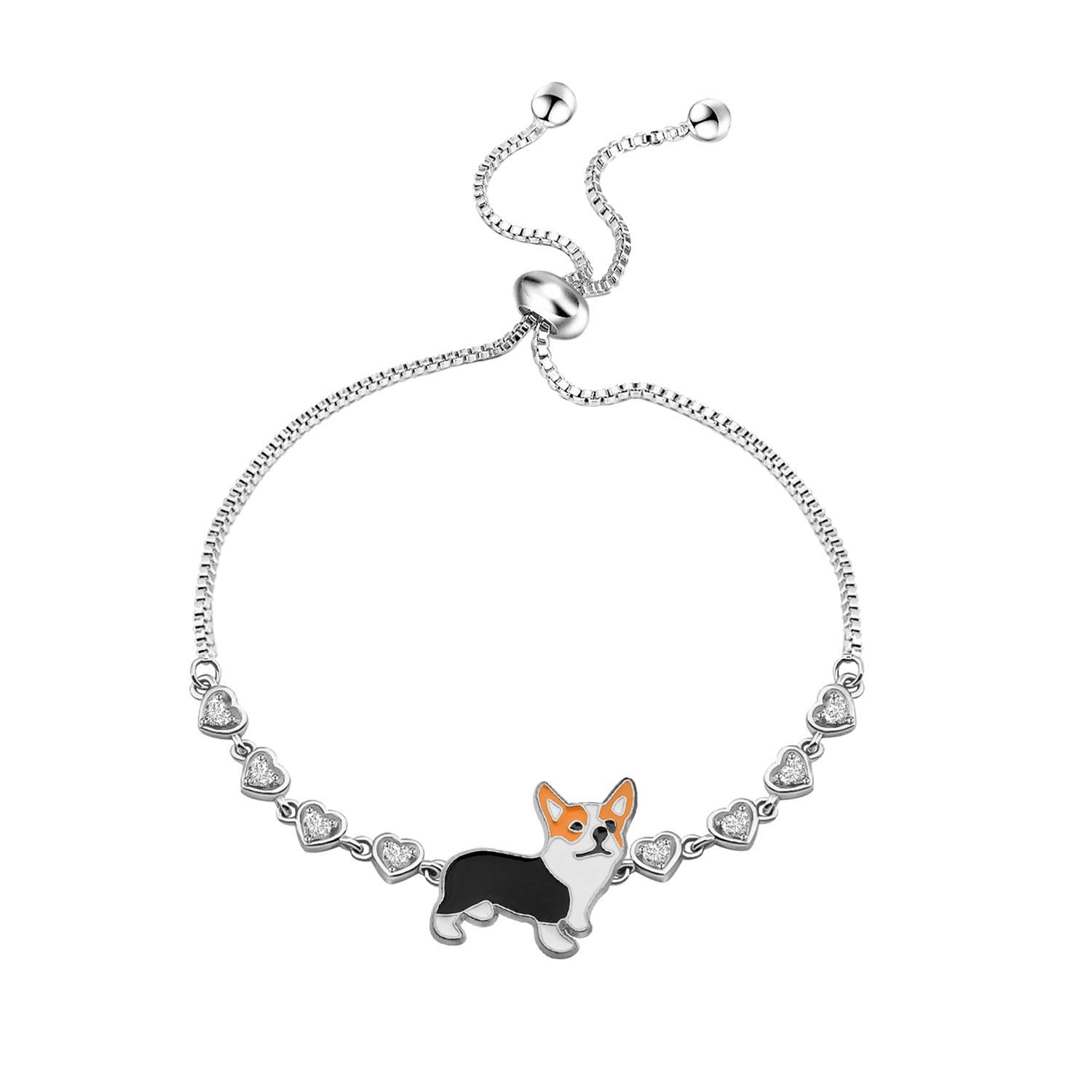 MAOFAED Corgi Gift Corgi Owner Gift Corgi Bracelet Dog Mom Gift Pet Owner Gift Corgi Charm Gift fot Corgi Lover (corgi copper br silver)