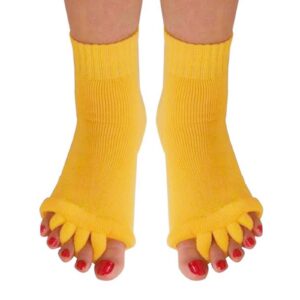 AIBEARTY 3 Pairs Yoga Sport Gym Five Toe Separator Socks Foot Alignment Pain Massage Toeless Socks