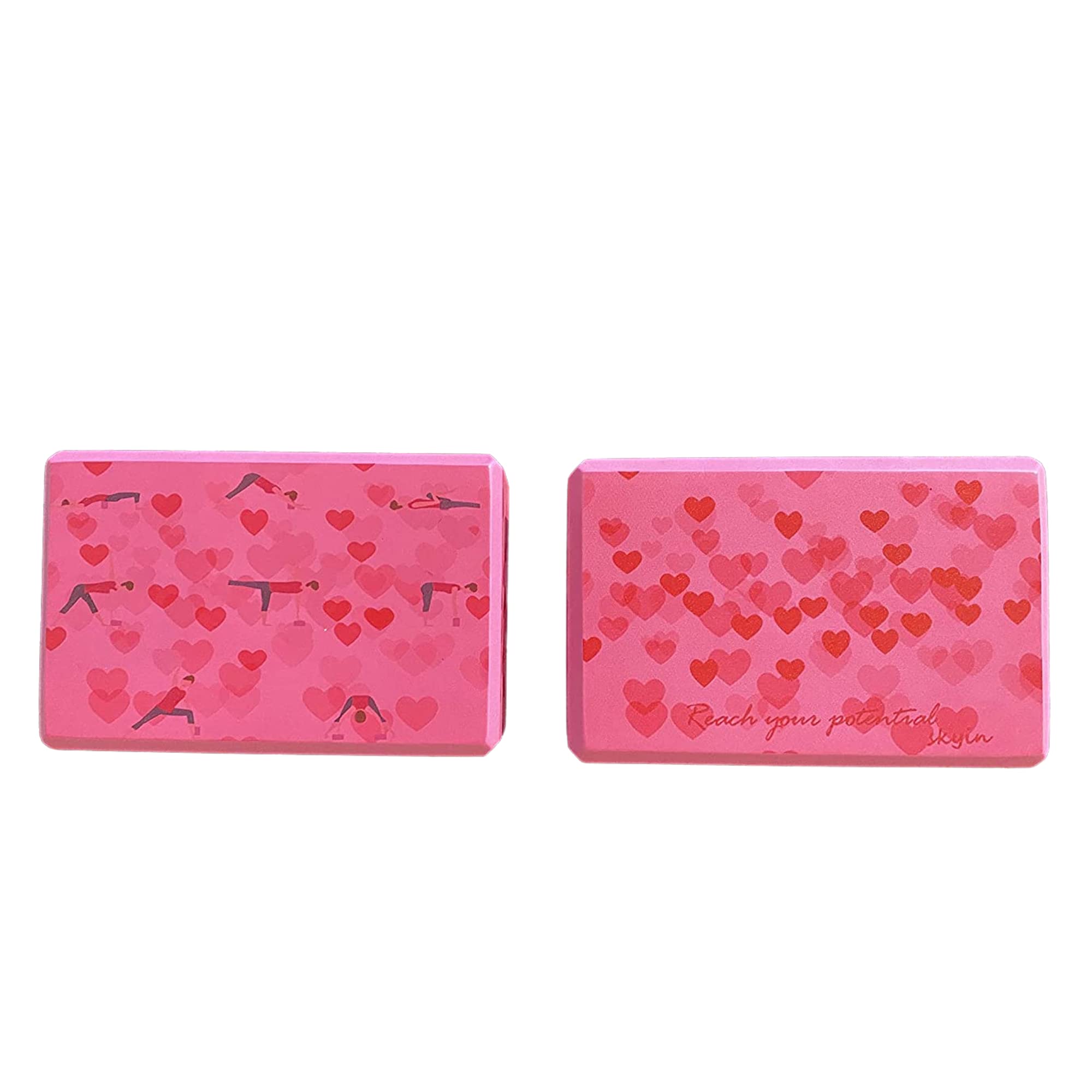 YOGA BLOCK,1 PCS,Guide pattern on the surface, EVA Foam Soft Non-Slip Surface for Yoga, Pilates, Meditation. (Pink-Set of 2)