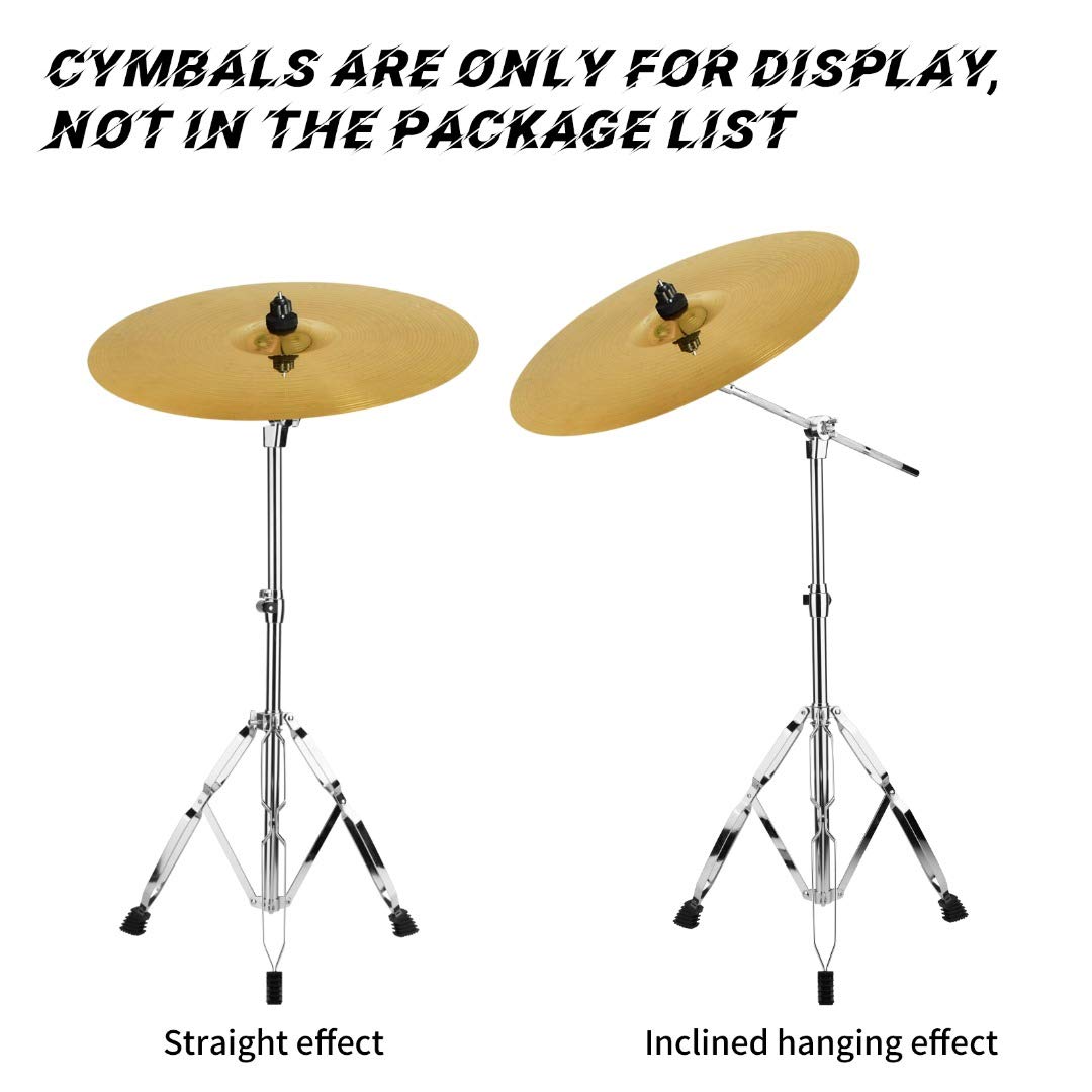 LOLUNUT Cymbal Stand,Boom/Straight Combo,Heavy Duty Double Braced Legs with Large Rubber Feet,Adjust Height (30-58 in) with 2 pair drumsticks