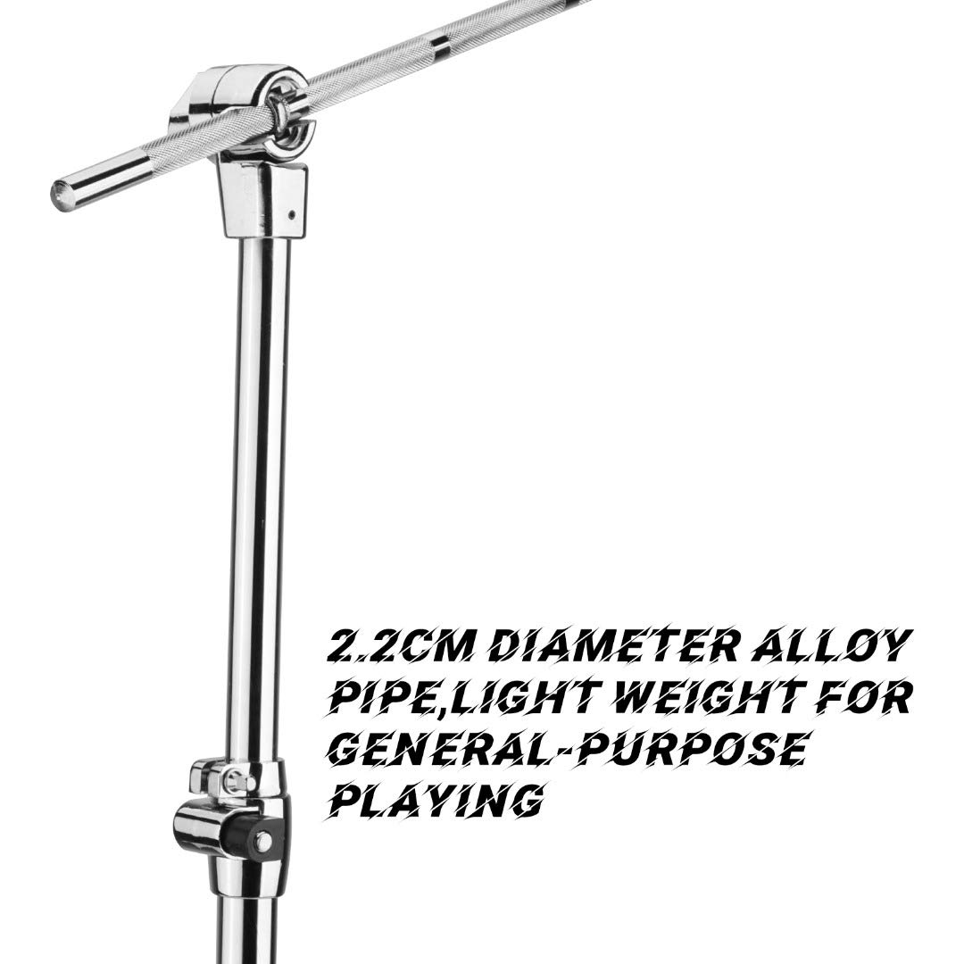 LOLUNUT Cymbal Stand,Boom/Straight Combo,Heavy Duty Double Braced Legs with Large Rubber Feet,Adjust Height (30-58 in) with 2 pair drumsticks