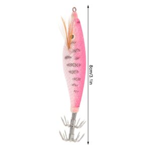 Leftwei 8cm Simulation ABS Fishing Tackle, 4Pcs Fishing Bait Dual Squid Hook for Fishing Lover Luring Fish Outdoor Sea/Fresh Water Fishing Lures