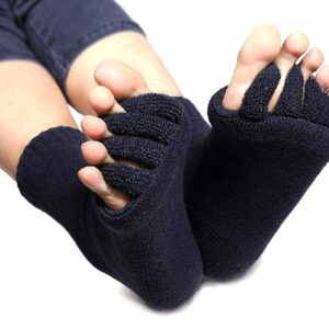 AIBEARTY 3 Pairs Yoga Sport Gym Five Toe Separator Socks Foot Alignment Pain Massage Toeless Socks