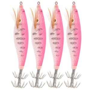 leftwei 8cm simulation abs fishing tackle, 4pcs fishing bait dual squid hook for fishing lover luring fish outdoor sea/fresh water fishing lures