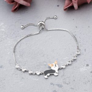 MAOFAED Corgi Gift Corgi Owner Gift Corgi Bracelet Dog Mom Gift Pet Owner Gift Corgi Charm Gift fot Corgi Lover (corgi copper br silver)