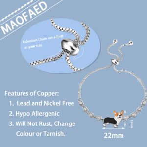 MAOFAED Corgi Gift Corgi Owner Gift Corgi Bracelet Dog Mom Gift Pet Owner Gift Corgi Charm Gift fot Corgi Lover (corgi copper br silver)