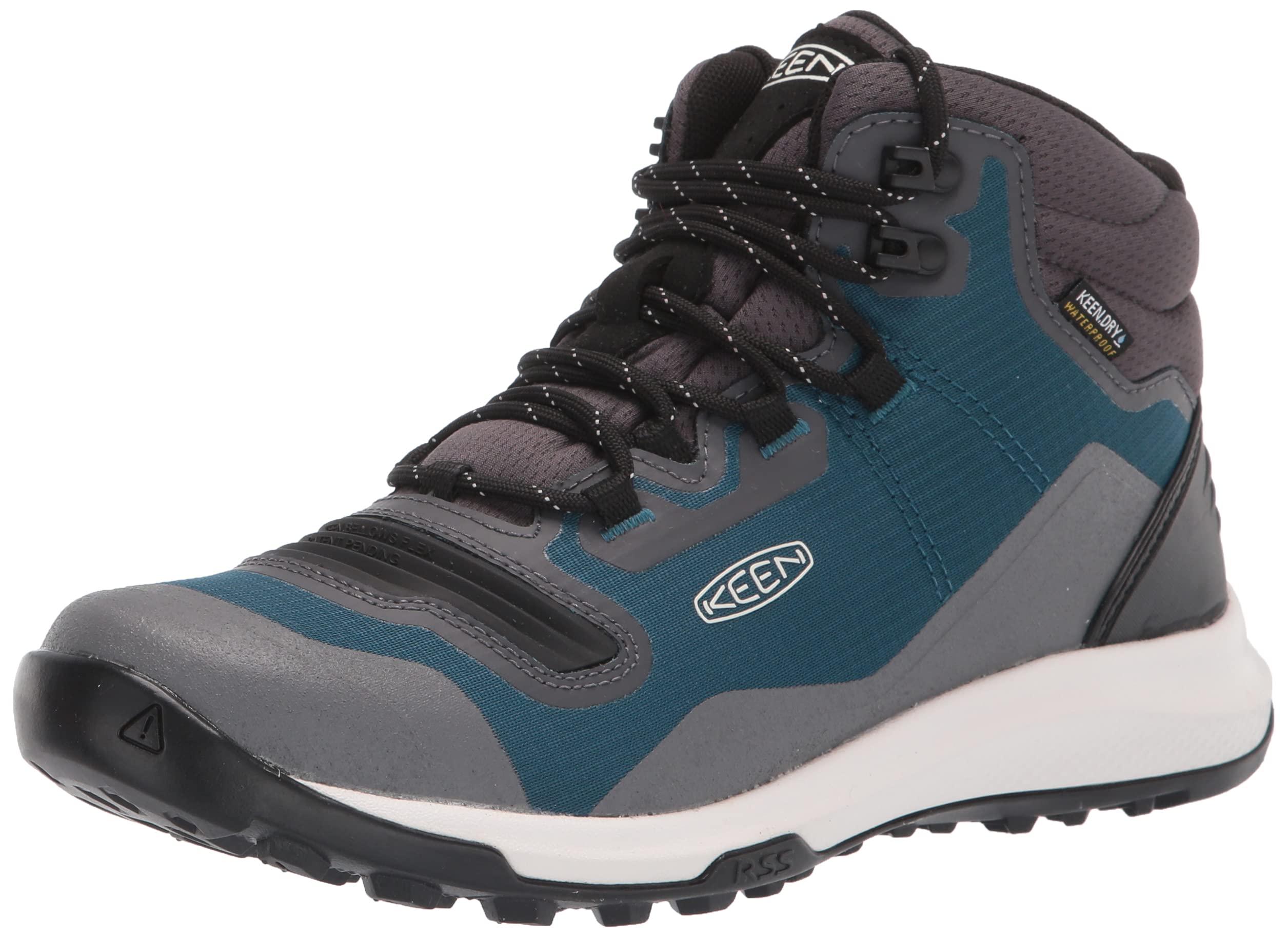 KEEN Women's Tempo Flex Mid Height Lightweight Waterproof Hiking Boot, Blue Coral/Star White, 9