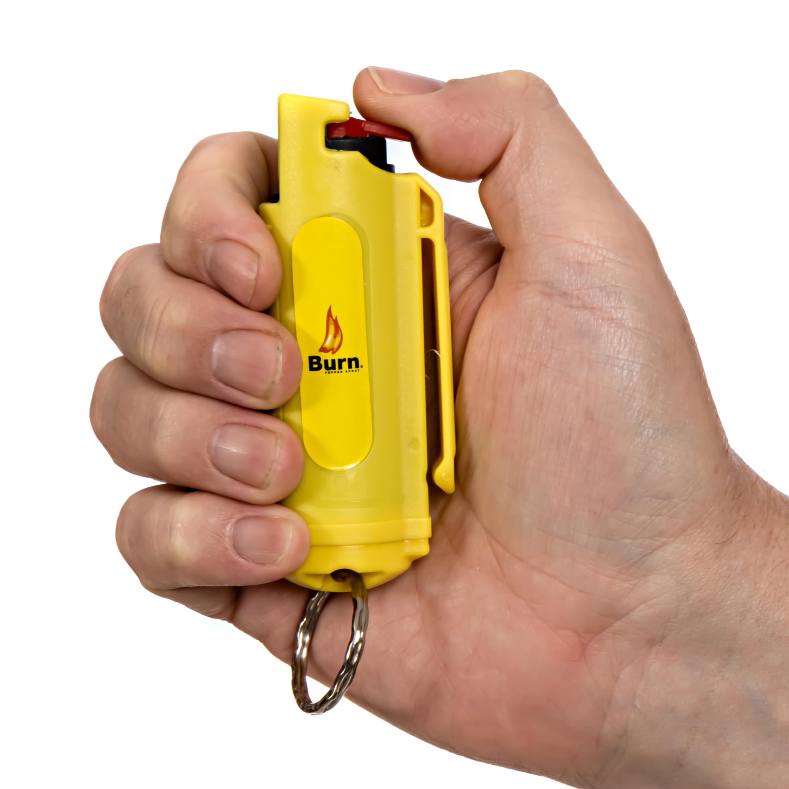 Burn Pepper Spray Keychain for Self Defense - Max Strength OC Spray - 1/2oz Molded Case Yellow