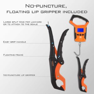 KastKing Fish Scale with Floating Lip Gripper, Water Resistant, Dual Mode – 110 LBS/50 Kg, Light and Strong ABS Frame, Non-Slip Handle, Retractable 38” Tape Measure and Floating Lip Gripper Combo