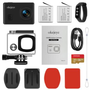 okejeye 4K Action Camera OK800 Native 50fps/24MP Touch Screen 40M Waterproof Camera Underwater Camera WiFi Sport Camera EIS Web Camcorder with Remote Control and 32GB Micro SD Card