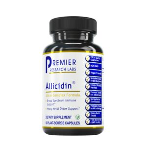 premier research labs allicidin - garlic allicin supplement, garlic supplements, garlic pills, allicin extract, garlic extract, odorless garlic capsules, immune support - 60 vegetarian capsules