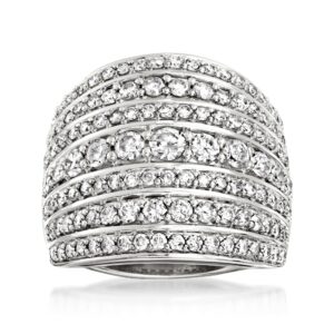 ross-simons 2.00 ct. t.w. diamond multi-row ring in sterling silver. size 9