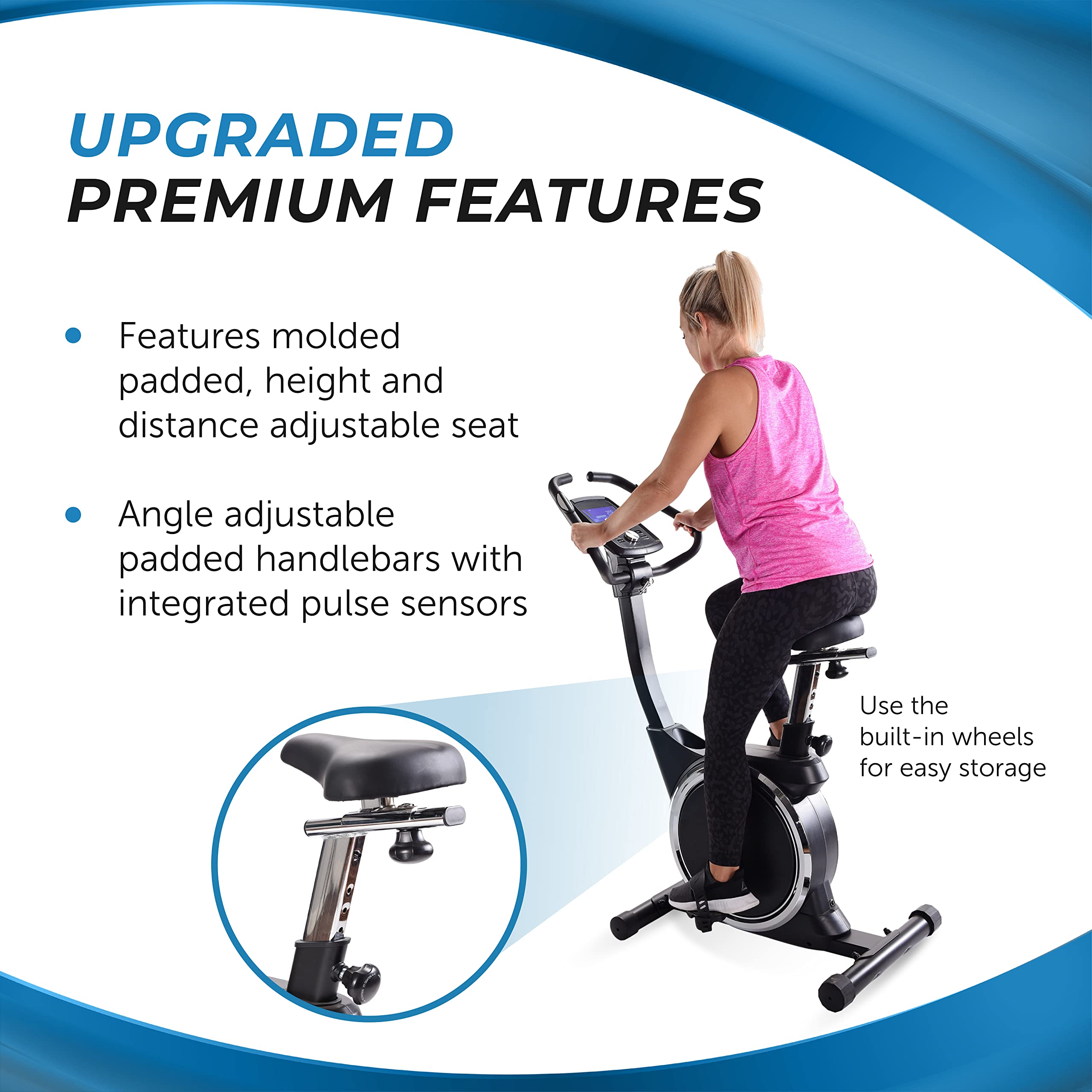 Stamina Magnetic Exercise Bike 345 - Fitness Bike with Smart Workout App - Exercise Bike for Home Workout - Up to 250 lbs Weight Capacity