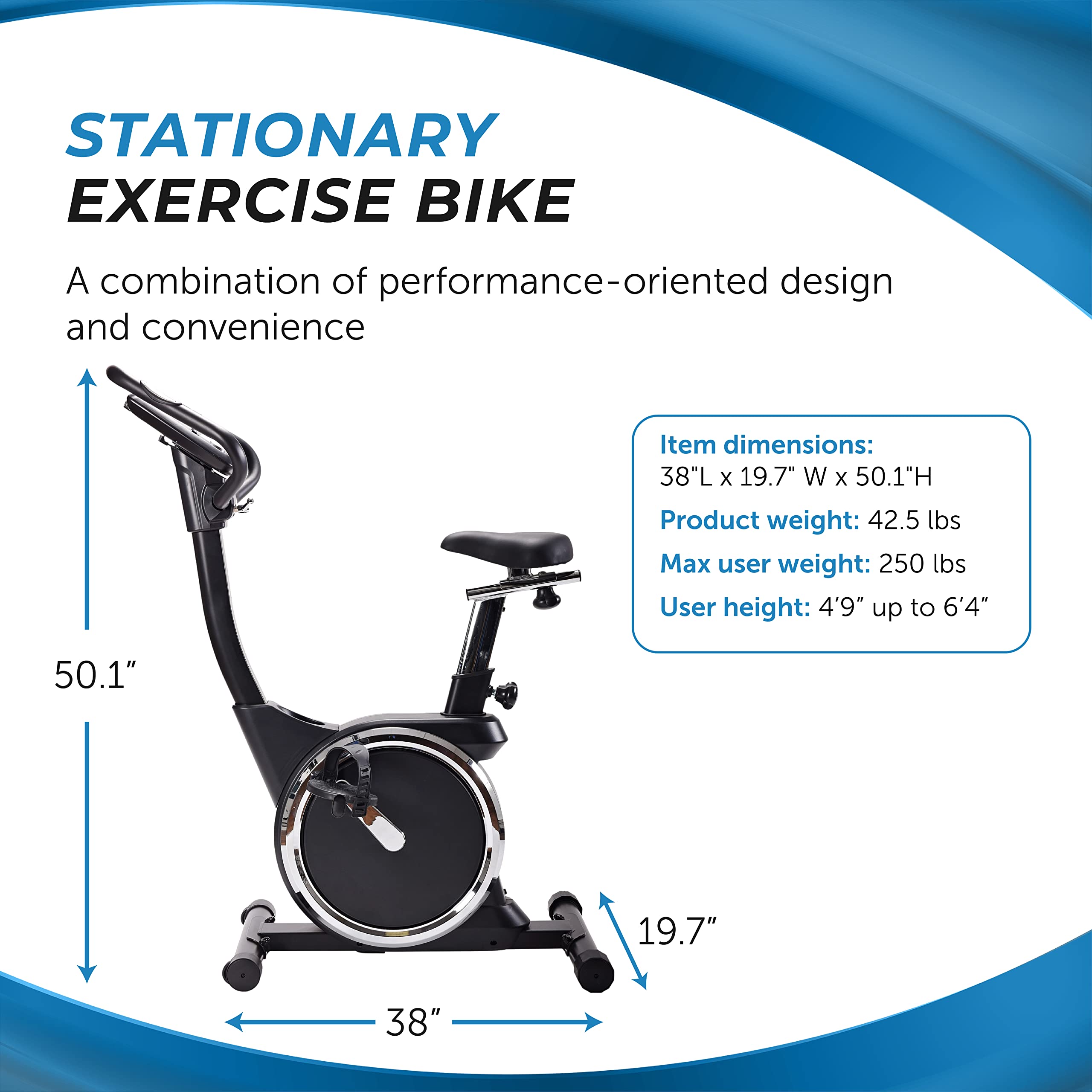 Stamina Magnetic Exercise Bike 345 - Fitness Bike with Smart Workout App - Exercise Bike for Home Workout - Up to 250 lbs Weight Capacity