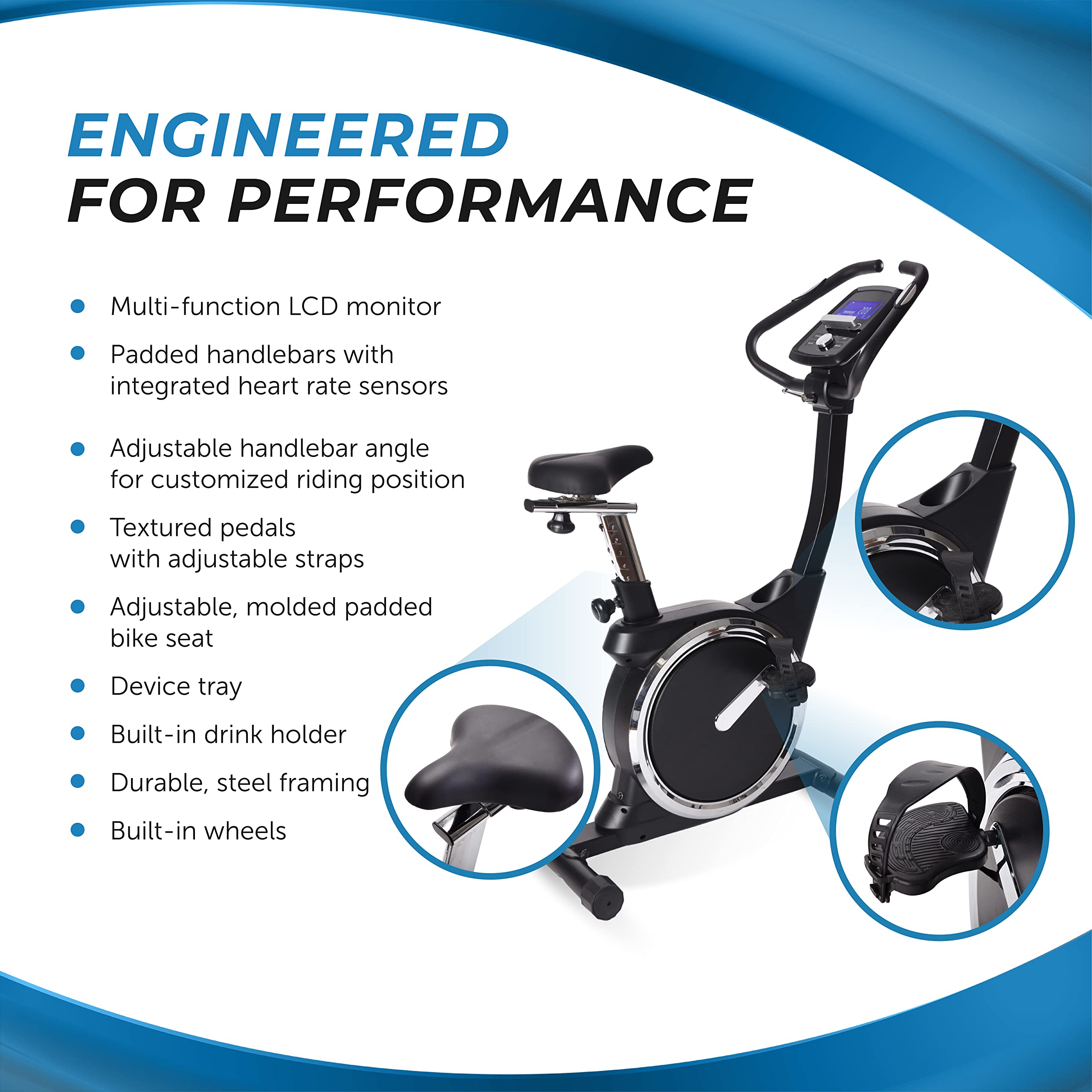 Stamina Magnetic Exercise Bike 345 - Fitness Bike with Smart Workout App - Exercise Bike for Home Workout - Up to 250 lbs Weight Capacity