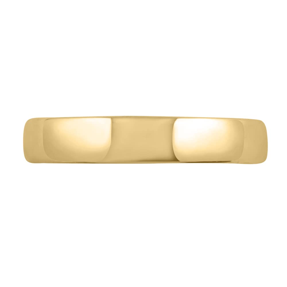 FINEROCK 14K Yellow Gold 4mm Plain Wedding Band (Ring Size 5.25)