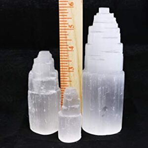 Selenite Crystal Towers for Reiki, Healing, and Energy Charging | Made in Morocco | Selenite Iceberg Charging Towers Crystal Skyscraper (4 Inch (Pack of 1))