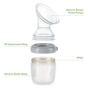 haakaa Gen.3 Manual Breast Pump Upgraded Multifuctional Silicone Breast Pump for Breastfeeding Moms to Collect Breast Milk Reusable(5.4oz/160ml, Grey)