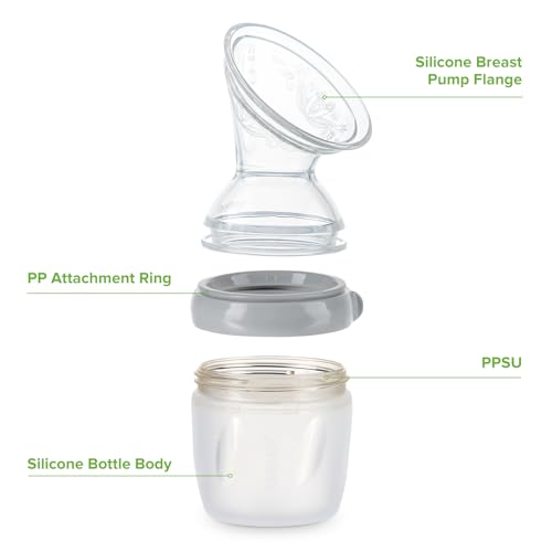 haakaa Gen.3 Manual Breast Pump Upgraded Multifuctional Silicone Breast Pump for Breastfeeding Moms to Collect Breast Milk Reusable(5.4oz/160ml, Grey)