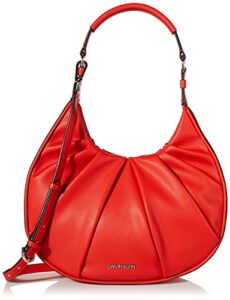 calvin klein myla novelty hobo shoulder bag, crimson