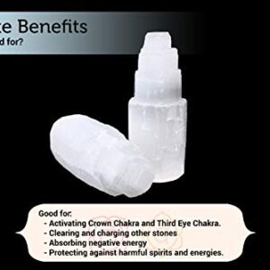 Selenite Crystal Towers for Reiki, Healing, and Energy Charging | Made in Morocco | Selenite Iceberg Charging Towers Crystal Skyscraper (4 Inch (Pack of 1))