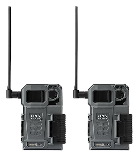 SPYPOINT Link-Micro-LTE Twin Pack Cellular Trail Cameras - 4G/LTE,10MP Photos, Night Vision 4 LED Infrared Flash 80' Detection Range, 0.5S Responsive Trigger Speed, Cell Cam for Hunting-for USA only