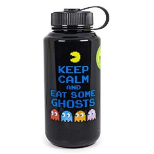 Pac-Man "Keep Calm and Eat Some Ghosts" Water Bottle | BPA-Free Large Plastic Water Jug With Screw Top Lid | Hydration For Outdoor Sports, Gym, Yoga | Holds 32 Ounces