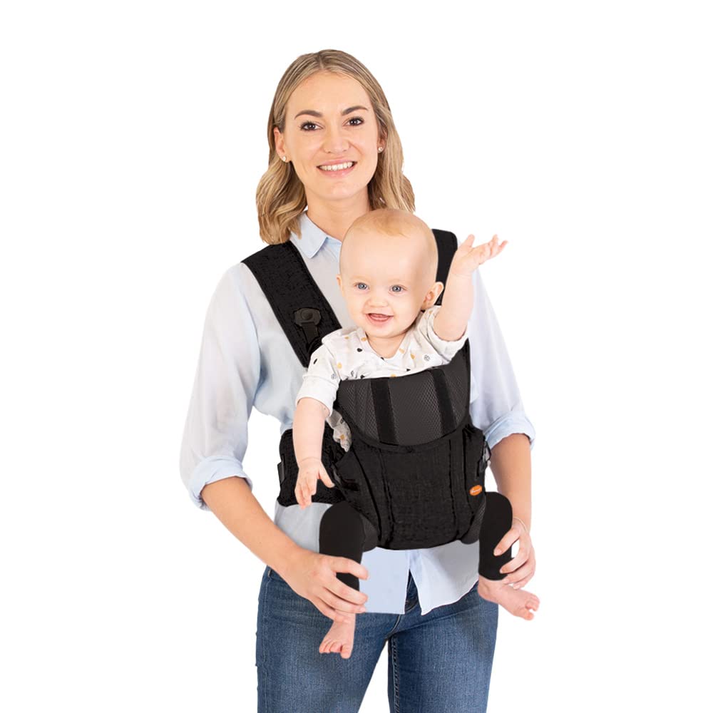 Dreambaby Manhattan Adjustable 3 in 1 Position Baby Carrier - IHDI Approved Hip Healthy - Newborns Toddlers up to 33lbs - Fits for Most Adult Sizes - Black - Model L296