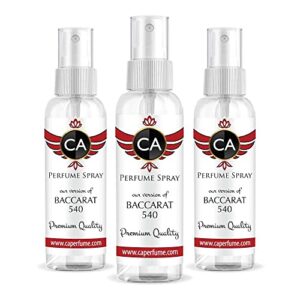 ca perfume impression of maison francis k. baccarat 540 for men replica version fragrance dupes concentrated long lasting eau de parfum spray refillable atomizer bottle 2 fl oz/60ml-x3