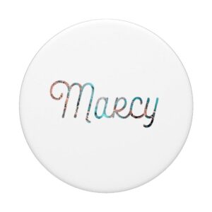 Marcy - White Minimalist Teal Rose Personalized First Name PopSockets PopGrip: Swappable Grip for Phones & Tablets