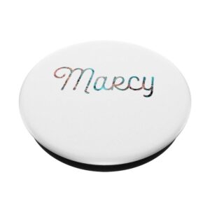 Marcy - White Minimalist Teal Rose Personalized First Name PopSockets PopGrip: Swappable Grip for Phones & Tablets