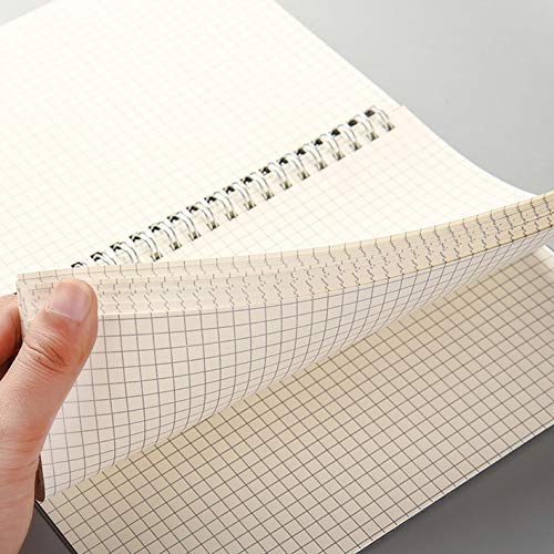 Yansanido Spiral Notebook, 4 Pcs 10.1 Inch x 7.6 Inch B5 Thick Plastic Translucent Frosting Hardcover Graph Paper 80 Sheets -160 Pages Journals for Study and Notes (B5 7.3"X 10"-Grid 4pcs)