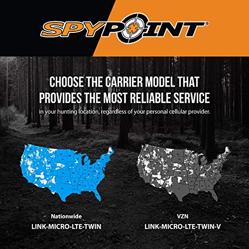 SPYPOINT Link-Micro-LTE Twin Pack Cellular Trail Cameras - 4G/LTE,10MP Photos, Night Vision 4 LED Infrared Flash 80' Detection Range, 0.5S Responsive Trigger Speed, Cell Cam for Hunting-for USA only