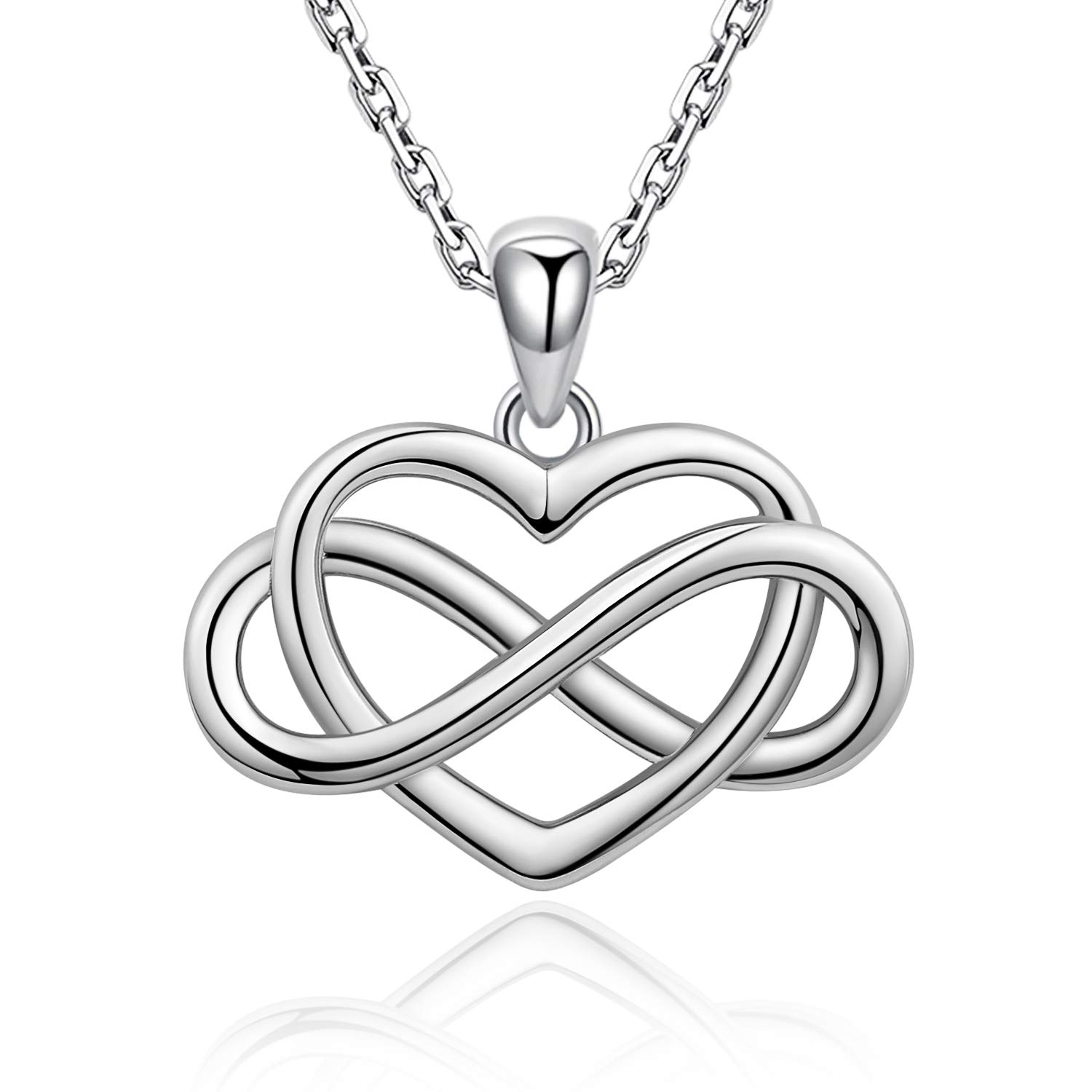 Bolelis Infinity Love Heart Necklace - Sterling Silver Infinity Heart Pendant Necklace for Women and Girlfriends Valentine's Day, Anniversary and Birthday Jewelry Gifts