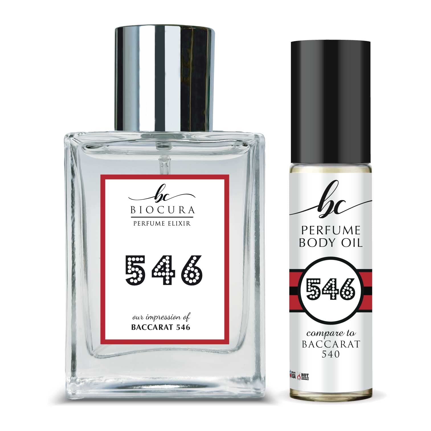 BC Perfume 546 Impression of Baccarat 540 For Women Men Spray + Body Oil Set Eau de Parfum Cologne / Rouge Type Replica Fragrance Travel Sample Size Bottle / 10ml+50ml…