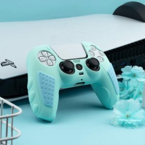 GeekShare PS5 Controller Skin Anti-Slip Silicone Skin Protective Cover Case for Playstation 5 DualSense Wireless Controller Smooth Touching Sense, Blue & Green