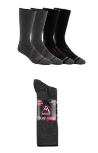 avalanche men's crew sock anti-blister heel toe support arch 360 degree full cushion,4-pair (black),shoe size: 6-12