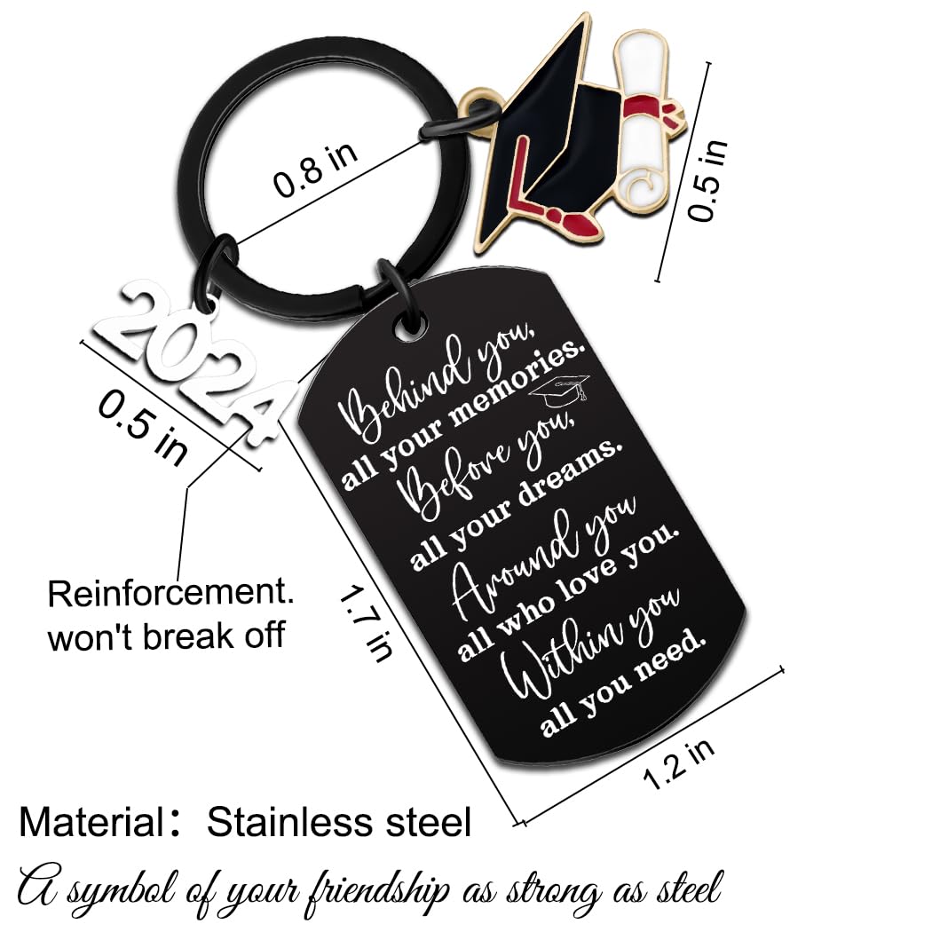 2024 Graduation Gifts for Boys Girls Him Her Class of 2024 Gift Keychain Bulk For College Seniors Guys Women Men Masters High School Student Presents for Nursing Law Female Male from Best Friend