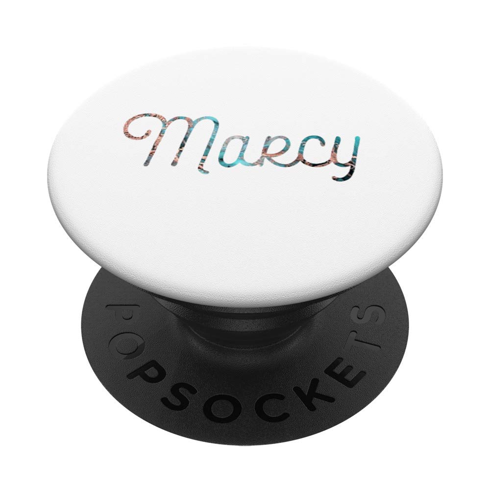 Marcy - White Minimalist Teal Rose Personalized First Name PopSockets PopGrip: Swappable Grip for Phones & Tablets