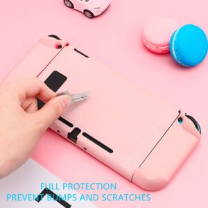 FANPL Pink Case for Nintendo Switch, Hard Shell Cute Protective Case Cover for Switch and Joy Con Controller with 2 Flower Thumb Grips - Comfortable Touch (Sakura Pink)