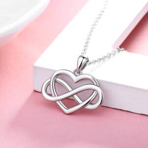 Bolelis Infinity Love Heart Necklace - Sterling Silver Infinity Heart Pendant Necklace for Women and Girlfriends Valentine's Day, Anniversary and Birthday Jewelry Gifts