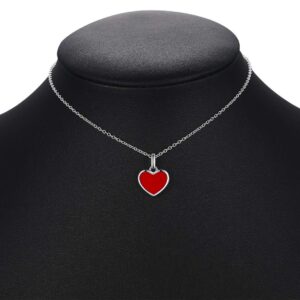 IDASANY Dainty Necklaces for Women Girlfriend Wife, Sterling Silver Tiny Red Heart Necklace Charm Layered Pendant for Valentines day Anniversary Birthday