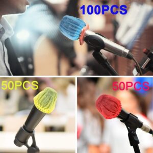 200 PCS (100 Pack) Microphone Hygiene Covers Disposable Non-woven Handheld Mic Mike Cover Windscreen Protective Cap for KTV Karaoke Recording Room Stage Performance (multicolored)