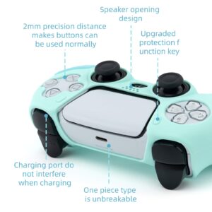 GeekShare PS5 Controller Skin Anti-Slip Silicone Skin Protective Cover Case for Playstation 5 DualSense Wireless Controller Smooth Touching Sense, Blue & Green