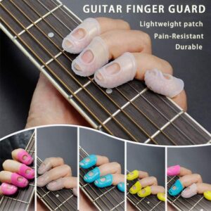 5 Sizes Guitar Fingertip Protector With Compact Box, Premium Silicone Guitar Finger Guards, Non-Slip Breathable Fingertip Protection Covers Caps for Guitar, Sewing, String Instruments (Grey)