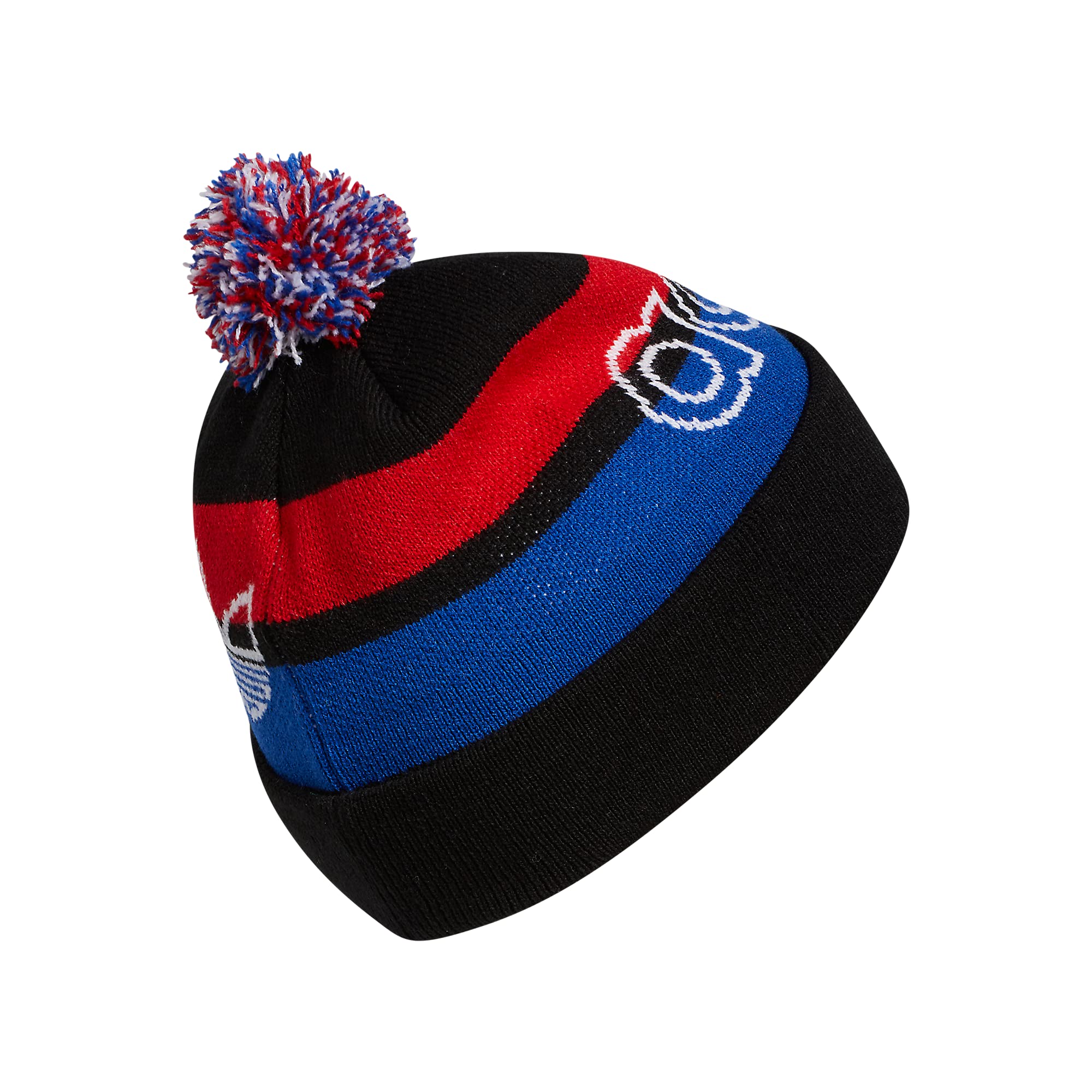 adidas Originals Unisex Originals Pom 3.0 Beanie, Black/Scarlet Red/Collegiate Royal Blue, One Size