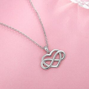 Bolelis Infinity Love Heart Necklace - Sterling Silver Infinity Heart Pendant Necklace for Women and Girlfriends Valentine's Day, Anniversary and Birthday Jewelry Gifts