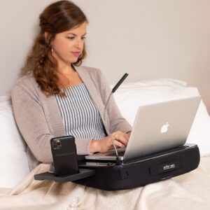 BIRDROCK HOME Multi-Tasking Lap Desk with Memory Foam Cushion | USB Light and Mouse Pad | Fits Laptops Up to 15" | Tablets Up to 9.6" | Smartphones Up to 4" | Black Spackle Top | Home Office