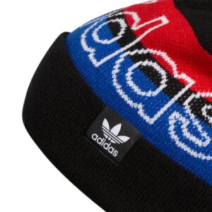 adidas Originals Unisex Originals Pom 3.0 Beanie, Black/Scarlet Red/Collegiate Royal Blue, One Size